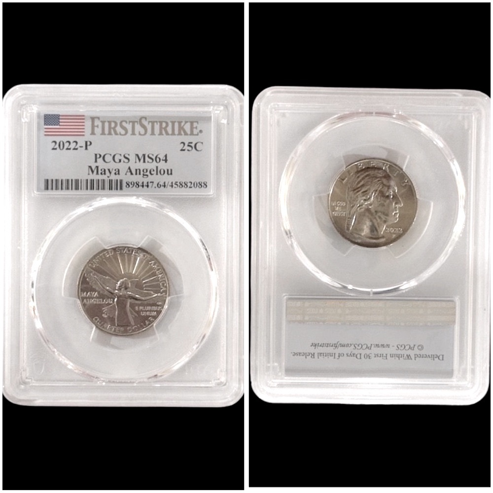 2022-P  PCGS‎ FIRST STRIKE MS64 MAYA ANGELOU 25 CENT COIN